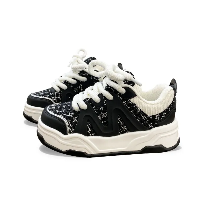 XLAIII Anti Slip And Wear Resistant Height Increasing Low Top Chunky Sneakers Unisex Fragrance Black-1