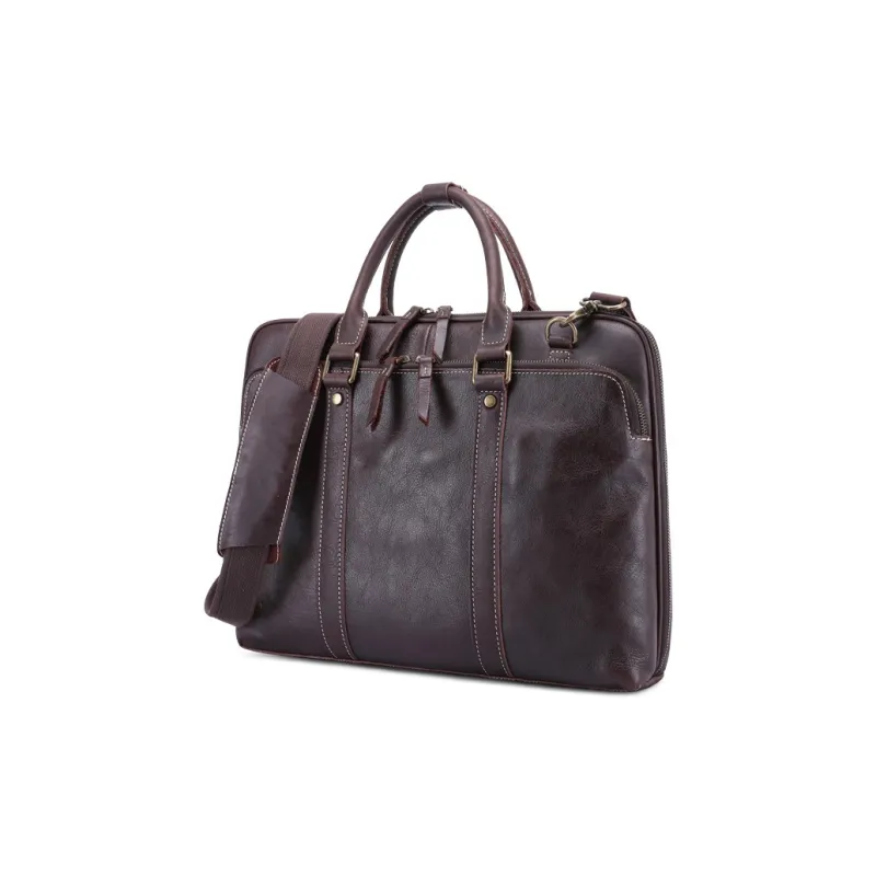 DOSRFINI Cow Leather Briefcase Shoulder Bag Crossbody Bag Handbag Regular Men's Deep Oil Gloss/Black Oil Gloss-2