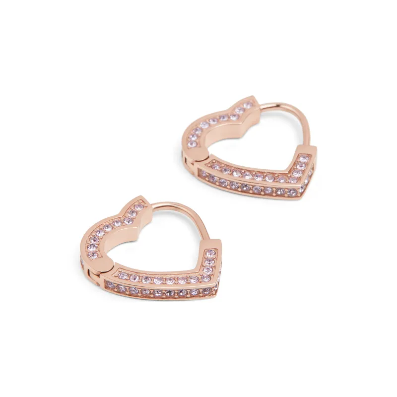 CHARLES&KEITH Artificial Crystal Earrings Women's Silver/Rose Gold-5