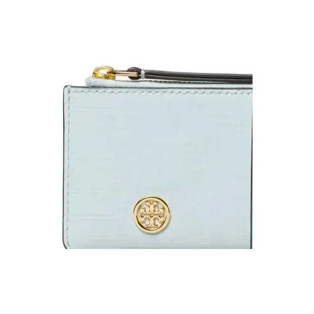 TORY BURCH Textured Leather Wallet Women's Light Blue-2