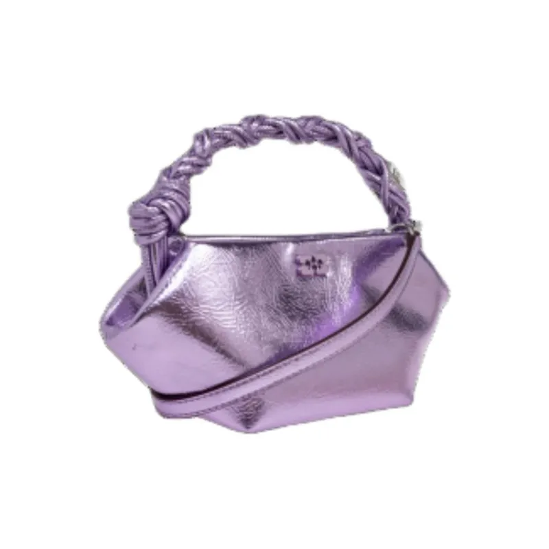 GANNI Leather Shoulder Bag Crossbody Bag Handbag Women's Purple-1