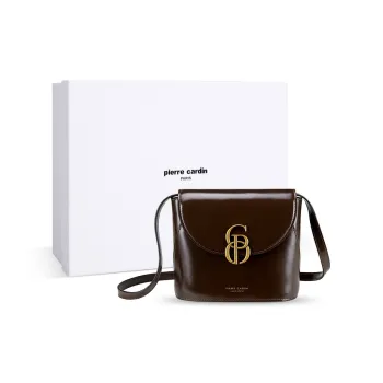 PIERRE CARDIN Cow Leather Crossbody Bag, Shoulder Bag Regular Women's Bitter Coffee