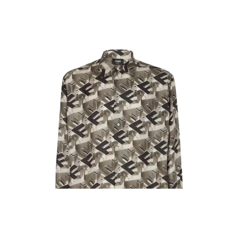 FENDI All-Over Logo Printed Oversized Shirt-6