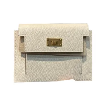 HERMES Kelly Pocket Epsom Leather Wallet Women's Milkshake White