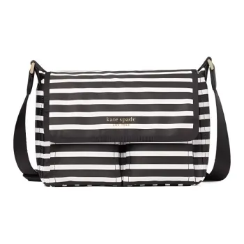 Kate Spade Sam Polyester Messenger Bag Shoulder Bag Crossbody Bag Medium Size Women's White & Black