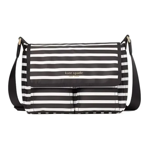Kate Spade Sam Polyester Messenger Bag Shoulder Bag Crossbody Bag Medium Size Women's White & Black