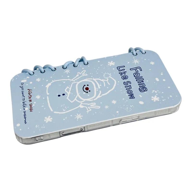 Wei Xin Leather Material Blue Line Snowman Phone Cases Compatible With IPhone 16/15 Pro Max/Apple 13/14 Pro/Max-3