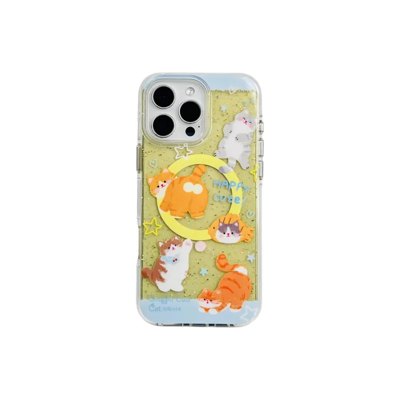 Wei Xin Acrylic Material Magnetic Sassy Cat Buddy Phone Cases Compatible With IPhone 16/15 Pro Max/Apple 13/14 Pro/Max-4