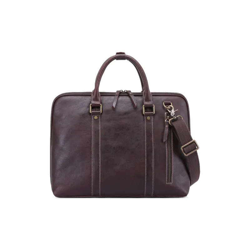 DOSRFINI Cow Leather Briefcase Shoulder Bag Crossbody Bag Handbag Regular Men's Deep Oil Gloss/Black Oil Gloss-1
