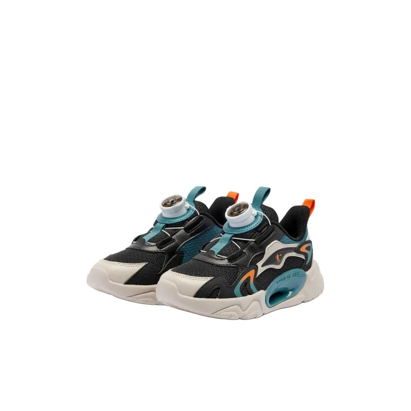 QIAODAN Anti Slip Wear Resistant Low Top Kids Lifestyle Shoes Black/Shadow Puppet Green Children Aged 3 7 Years Old-2