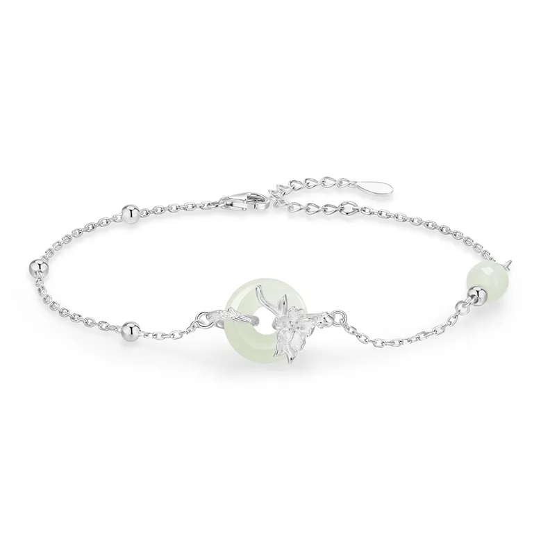 ZSY Bracelets Pale Greenish White Jade Women's-10