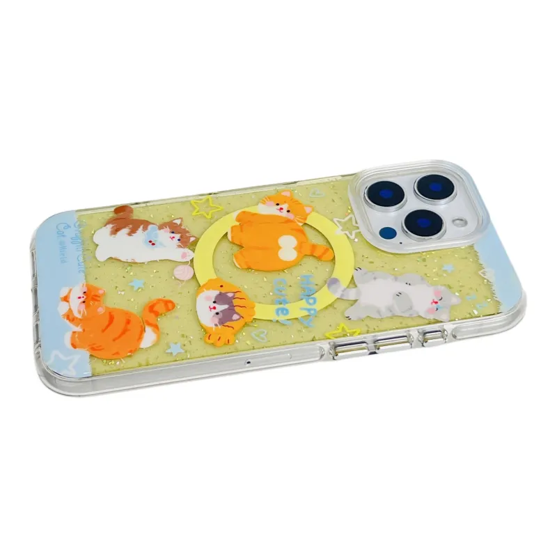 Wei Xin Acrylic Material Magnetic Sassy Cat Buddy Phone Cases Compatible With IPhone 16/15 Pro Max/Apple 13/14 Pro/Max-7