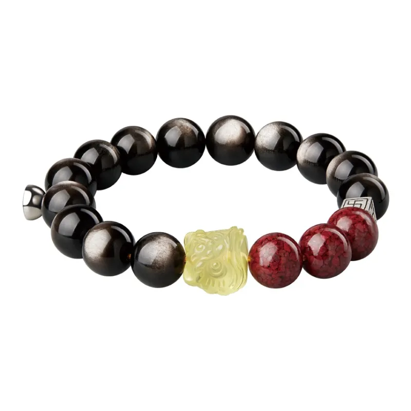 Moonstone Edge Obsidian Bracelets Unisex-0