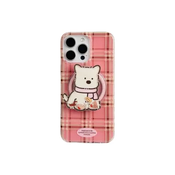 Wei Xin Acrylic Material Pink Plaid Magnetic Stand Phone Cases Compatible With IPhone 16/15 Pro Max/Apple 13/14 Pro/Max