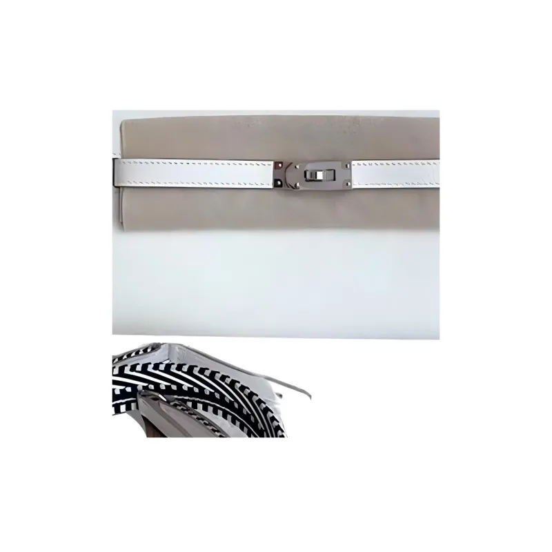 HERMES Kelly To Go Mysore Goat Skin Wallets Handheld Shoulder Bag Crossbody Bag Regular Women's Mushroom White-2