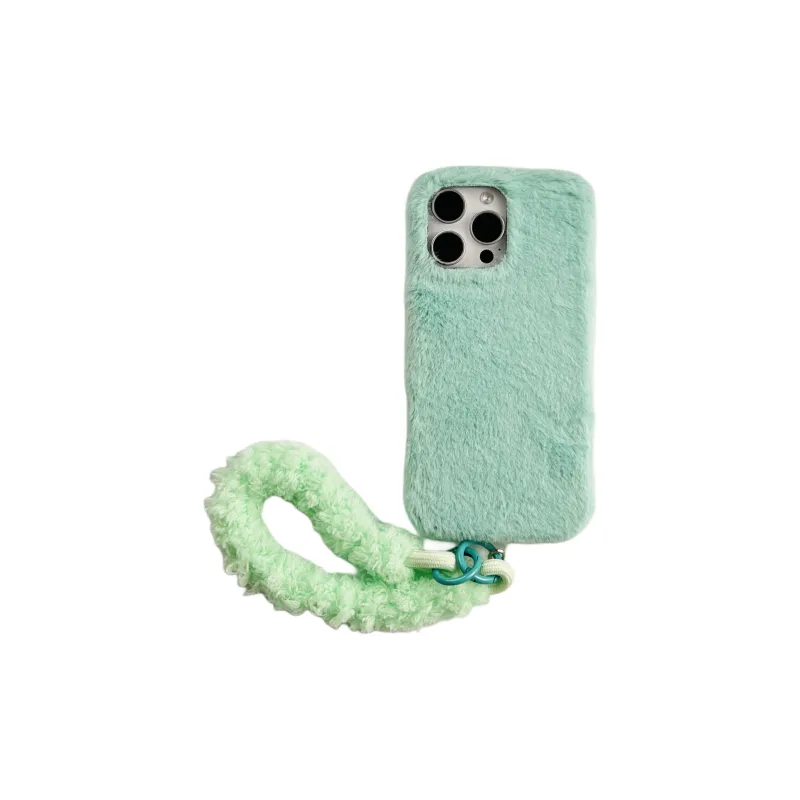 Wei Xin Plush Material Solid Color Plush Lanyard Phone Cases Compatible With IPhone 16/15 Pro Max/Apple 13/14 Pro/Max-25