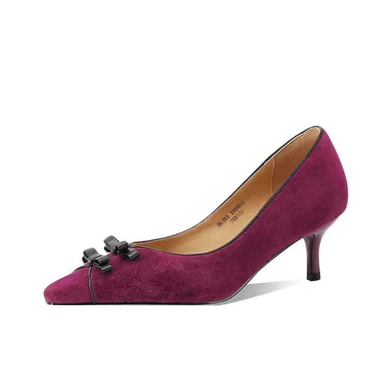 XICUNMINGWU Slim Heel High Heels 6cm Women's Burgundy-1
