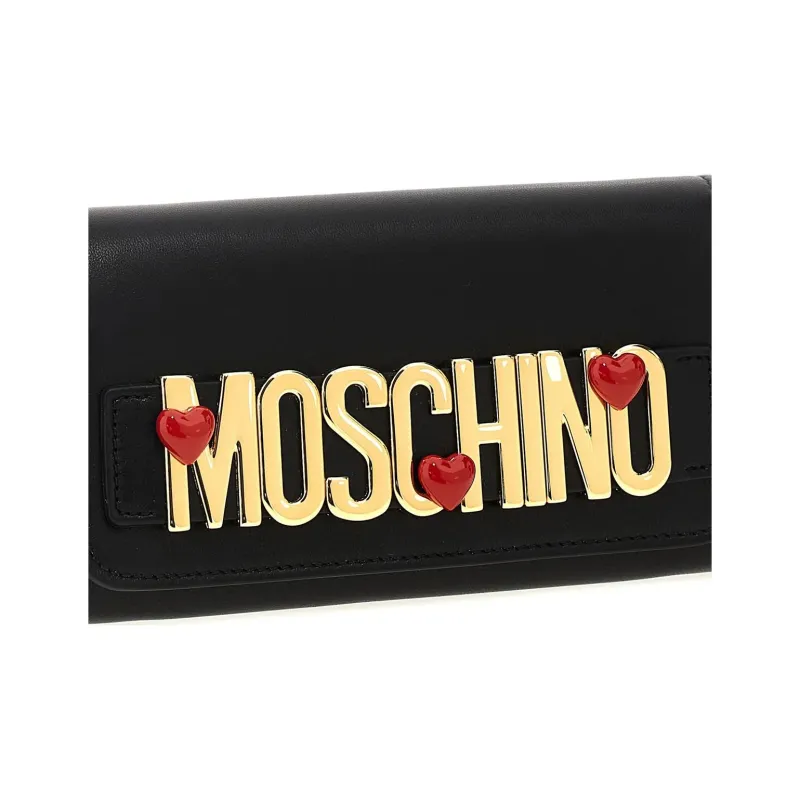 MOSCHINO Logo Heart-Shaped Plaque Chain Wallet-3