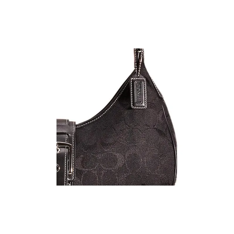 COACH Hobo Fabric Crescent Bag Handbags Shoulder Bags Large Size Women's Black Monogram-2