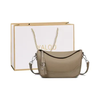 Yalu Top Grain Cow Leather Shoulder Bag Crossbody Bag Regular Women's Elephant Gray Color