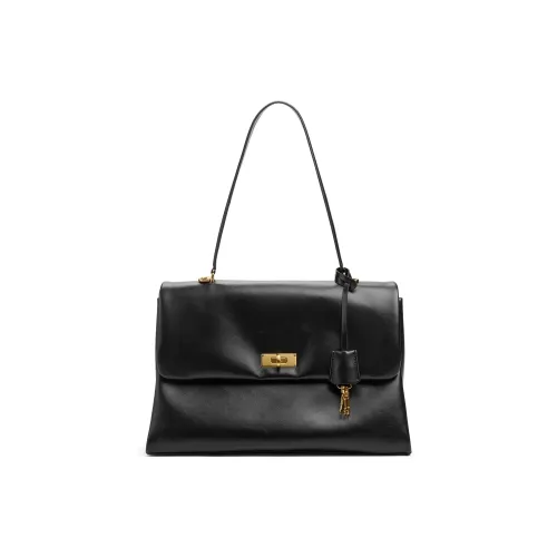 CHARLES&KEITH PU Shoulder Bag Large Size Women's Black/Milk White/Fuchsia