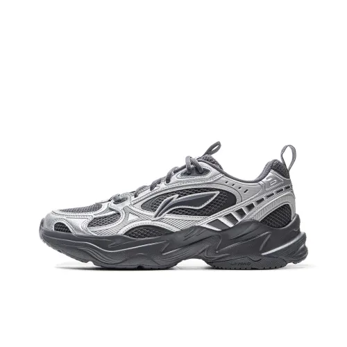 LiNing Meteor 2K Cushioning Anti Slip And Wear Resistant Low Top Casual Shoes Men's Silver Black
