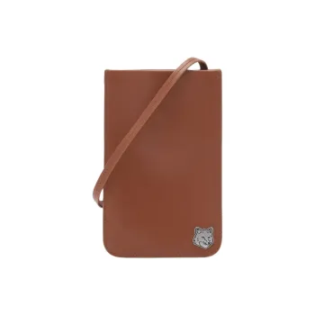 Maison Kitsune Cow Leather Card Holder, Coin Purse, Crossbody Bag, Shoulder Bag Men's Dark Brown