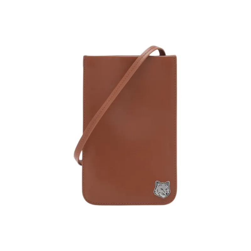 Maison Kitsune Cow Leather Card Holder, Coin Purse, Crossbody Bag, Shoulder Bag Men's Dark Brown-0