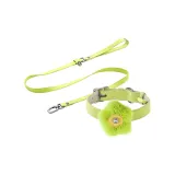 [Bamboo Green]Floral Plush Accessories & Bamboo Green Collar & Leash