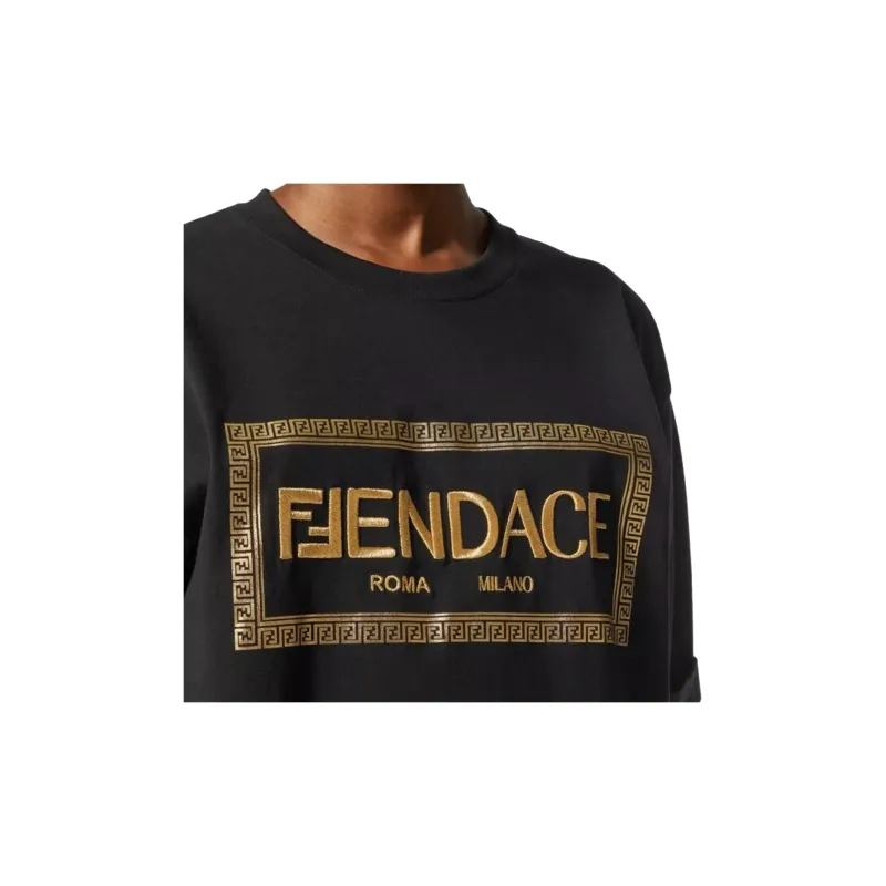 Versace X FENDI X VERSACE T Shirts Women's Black-4