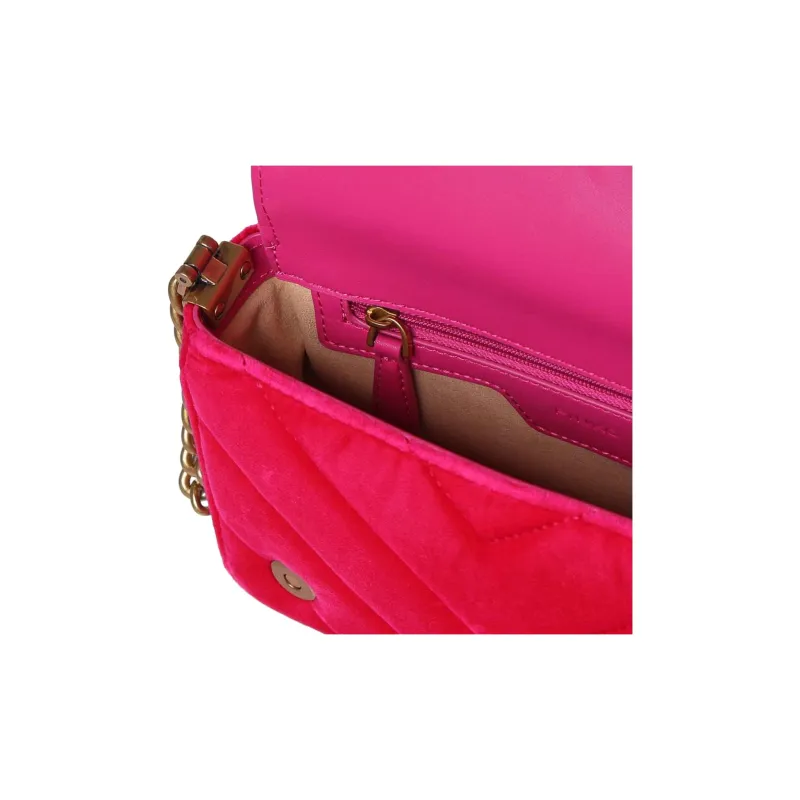 PINKO Velvet One Shoulder Crossbody Clutches Mini Women's Magenta-4