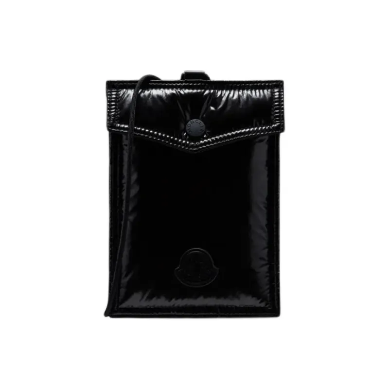 Moncler Polyamide With Cow Leather One Shoulder Crossbody Cell Phone Pouch Regular Unisex Black-0