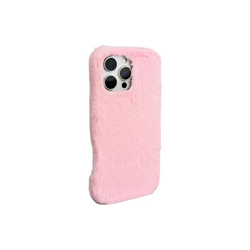 Wei Xin Plush Material Solid Color Plush Lanyard Phone Cases Compatible With IPhone 16/15 Pro Max/Apple 13/14 Pro/Max-8
