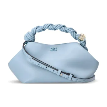 GANNI Leather Shoulder Bag, Crossbody Bag, Handbag Small Size Women's Cerulean