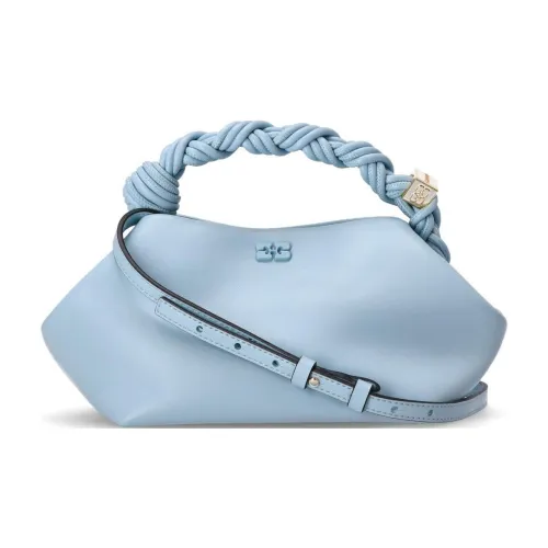 GANNI Leather Shoulder Bag, Crossbody Bag, Handbag Small Size Women's Cerulean