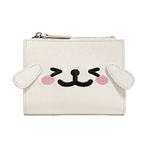 TOUTOU Line Puppy Co branded Model Cow Leather Wallet Regular Women's Cream White