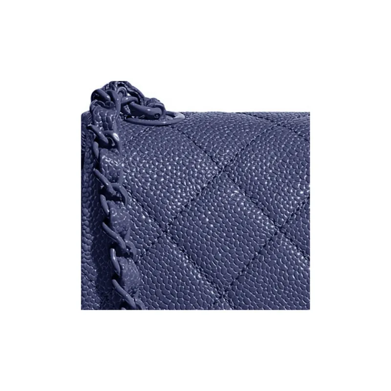 CHANEL Embossed Calfskin Mini Square Flap Bag, Shoulder Bag, Crossbody Bag Women's Marine Blue-4
