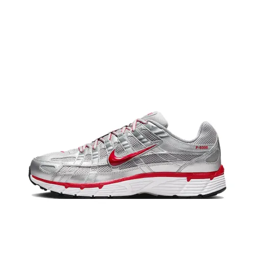 Nike P 6000 Slip Resistant Breathable Low Top Casual Running Shoes Unisex Silver
