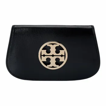 TORY BURCH Leather One Shoulder Crossbody Clutches Women's Black