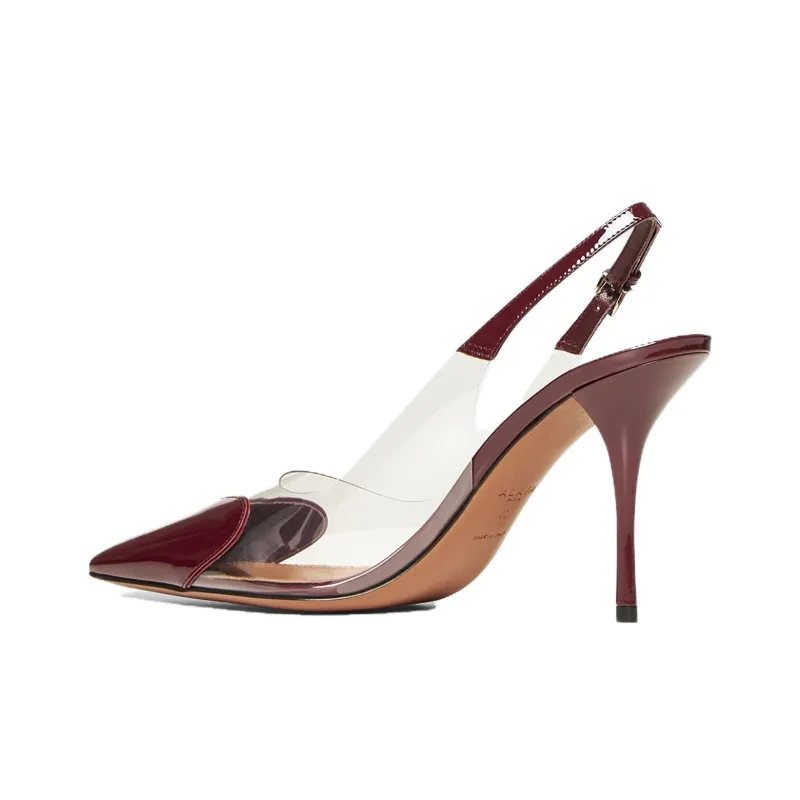 Alaia Le Cœur Slim Heel High Heels Women's Burgundy-3