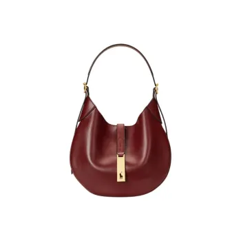 Polo Ralph Lauren Polo ID Cow Leather Shoulder Bag Small Size Women's Red