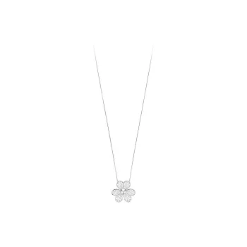 Van Cleef & Arpels Frivole Series 18K White Gold Pendant Necklaces Women's Silver
