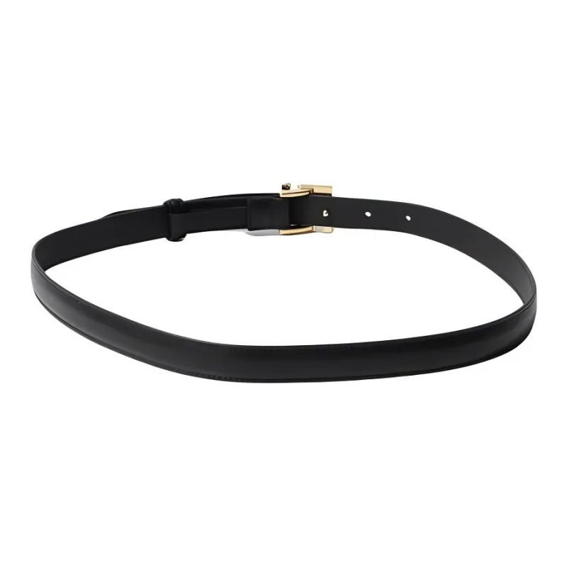 FENDI Calfskin Leather Belts Men's Black Width 2CM-2