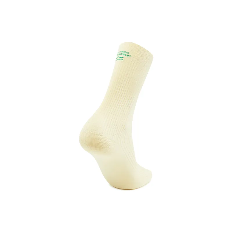 LiNing Sports Life Collection Mid Calf Socks Unisex 1 Pack Almond Yellow Lotus Leaf Green-1