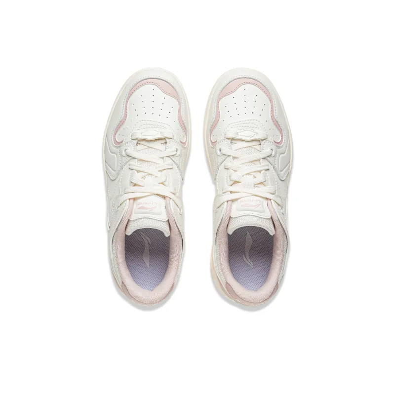 LiNing Cheese Anti-Slip And Wear-Resistant Lightweight Low-Top Skateboard Shoes Women's Mist White-3