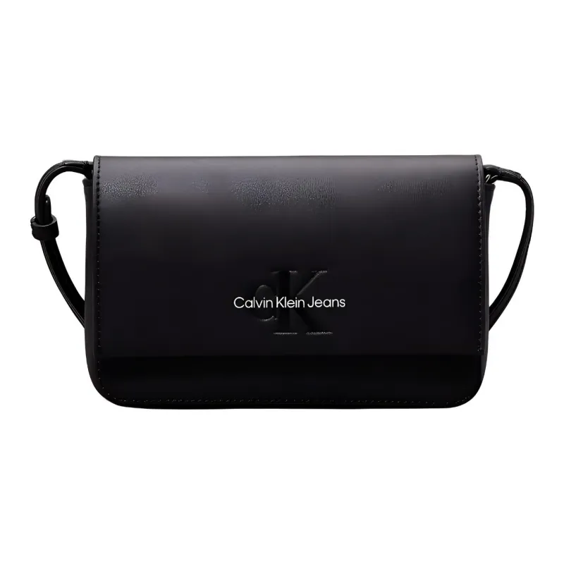 CALVIN KLEIN Smooth Artificial Leather Bonded Polyurethane Shoulder Bag Crossbody Bag Women's Black-0