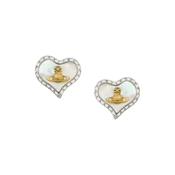 Vivienne Westwood Crystal, Mother Of Pearl, Brass Stud Earrings Women's Silver Drills/Silver Centers