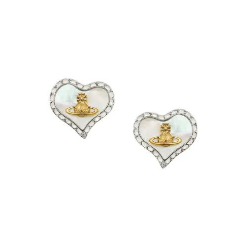Vivienne Westwood Crystal, Mother Of Pearl, Brass Stud Earrings Women's Silver Drills/Silver Centers