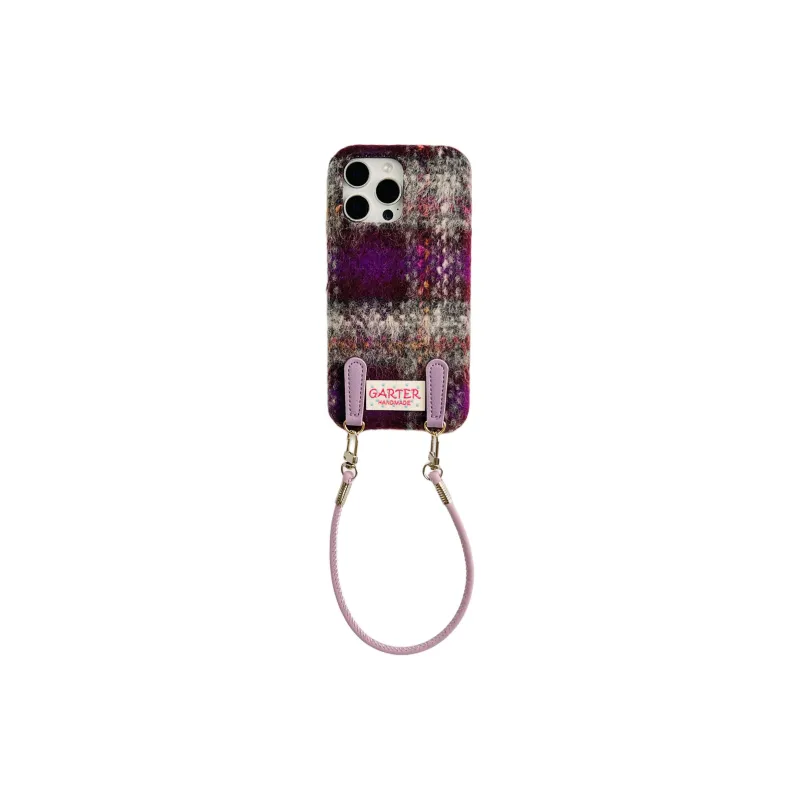 Wei Xin Plush Material Flannelette Plaid Lanyard Phone Cases Compatible With IPhone 16/15 Pro Max/Apple 13/14 Pro/Max-29