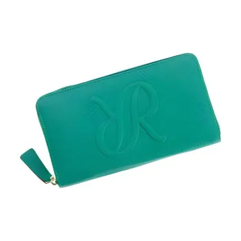 RAPPORT Genuine Leather With Beaded Surface Leather Wallet Large Size Women's Green